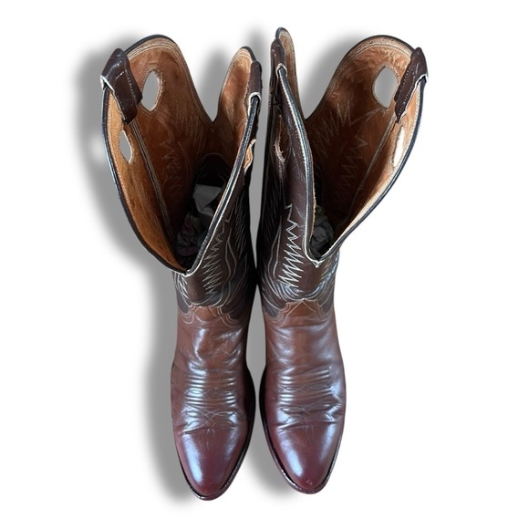 Vintage Nocona Men’s chestnut Brown Embroidered Cowboy Boots Sz 10 - Picture 5 of 10